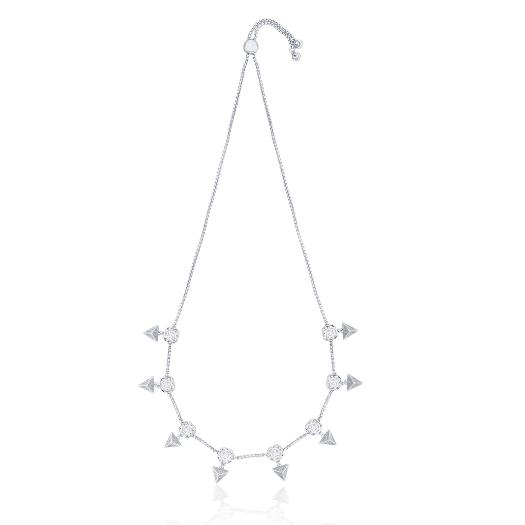 Chrome Pyramid Crystal Necklace - Isharya | Modern Indian Jewelry
