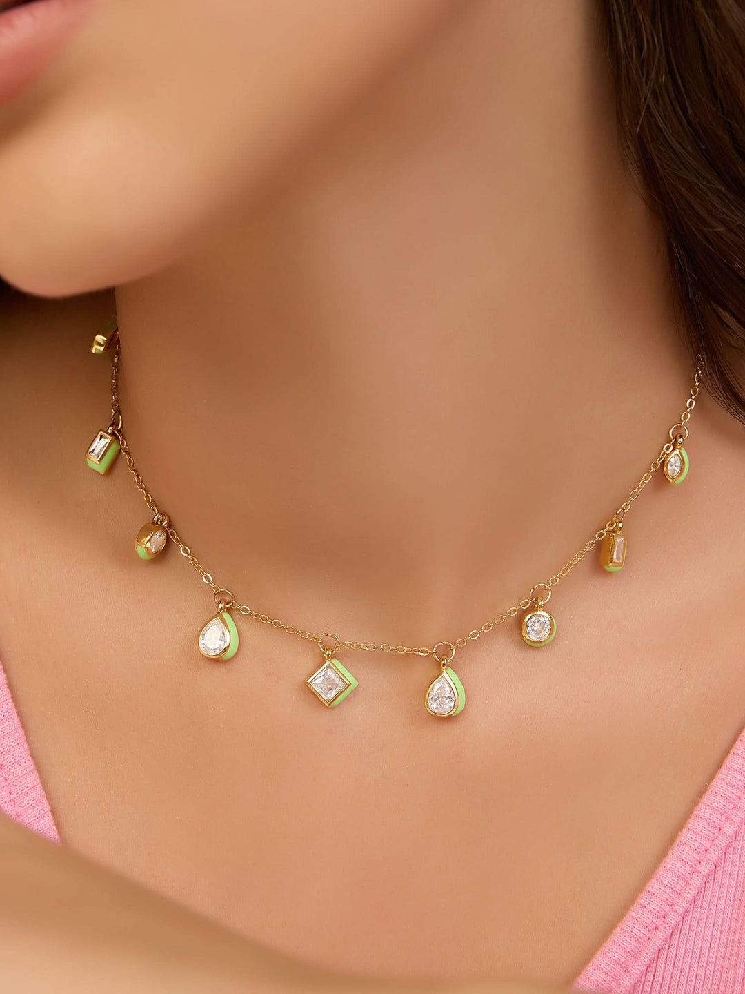 Green Fixed Charm Necklace
