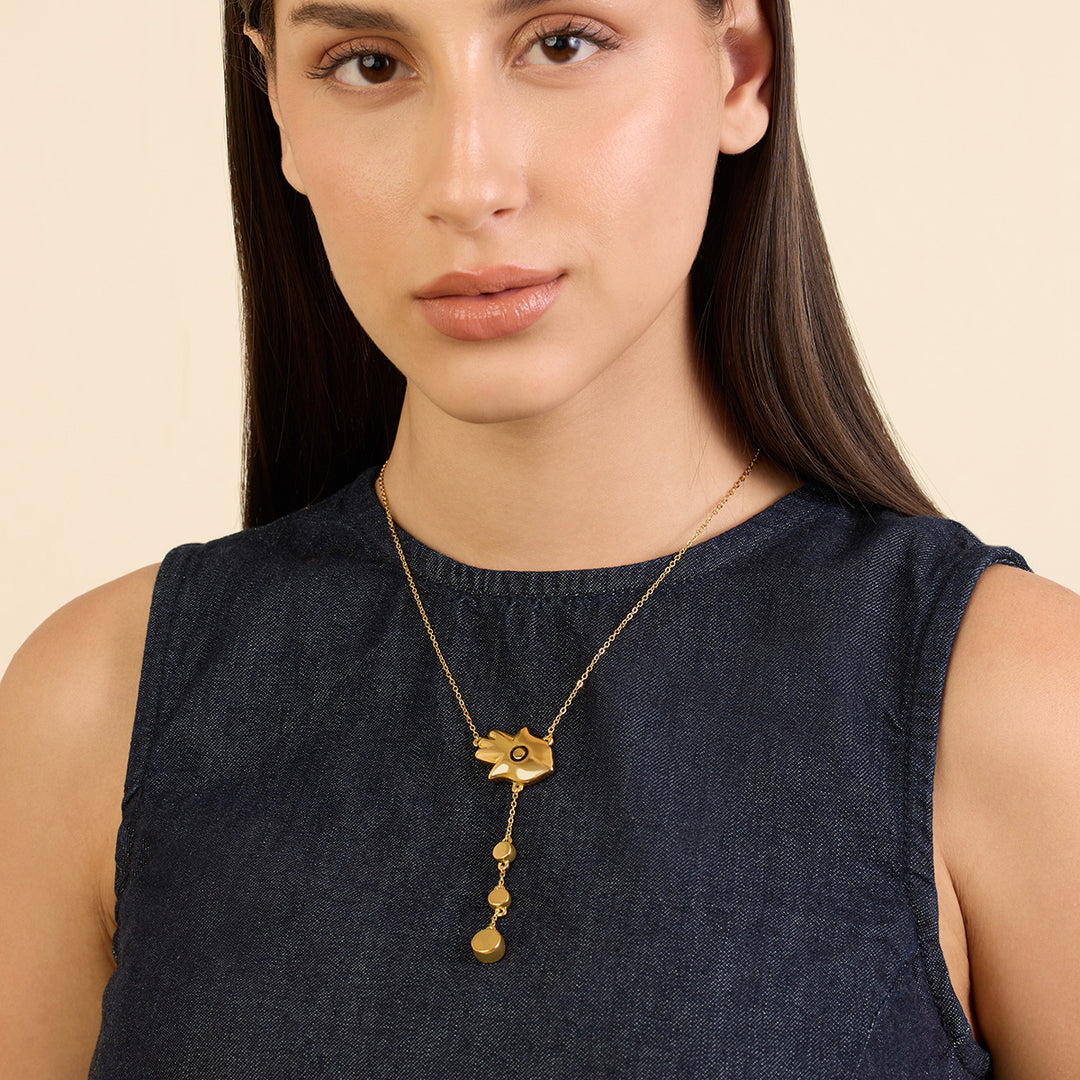 Gold Hamsa Lariat 