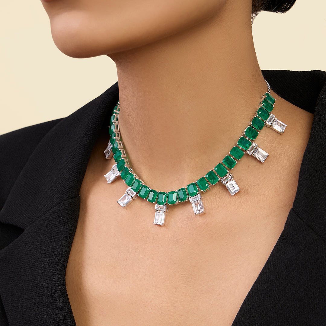 Doublet Dark Emerald Stationed Choker