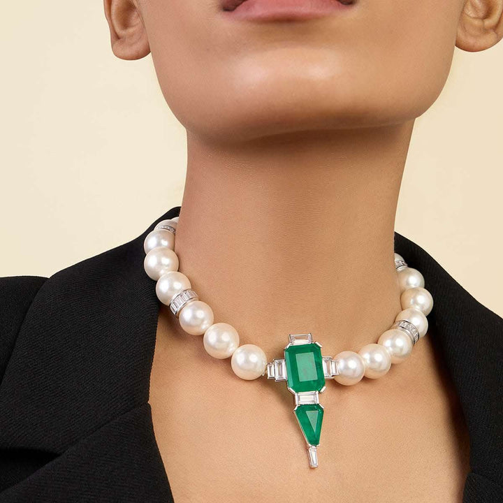 Riviere Emerald Pearl Necklace