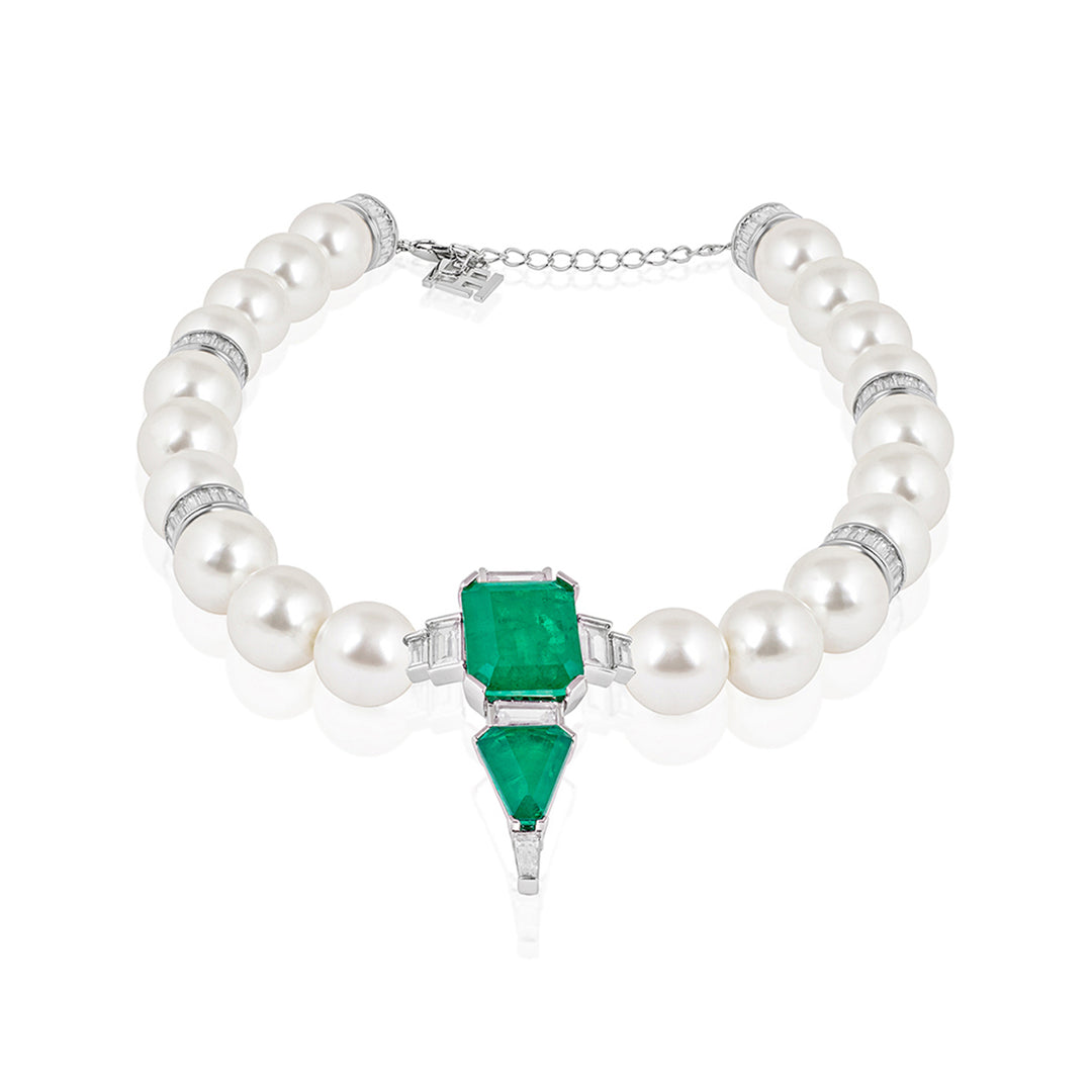 Riviere Emerald Pearl Necklace