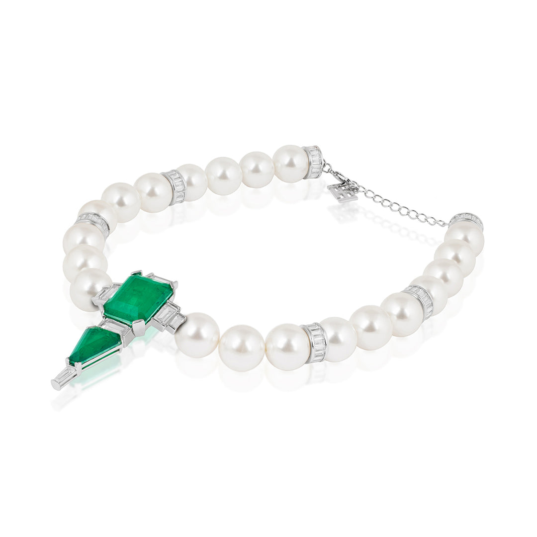 Riviere Emerald Pearl Necklace