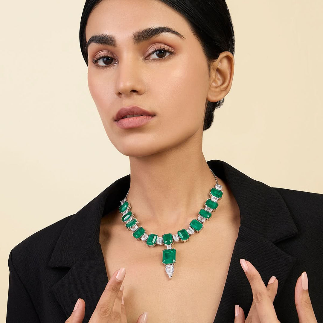 Doublet Dark Emerald Drop Choker