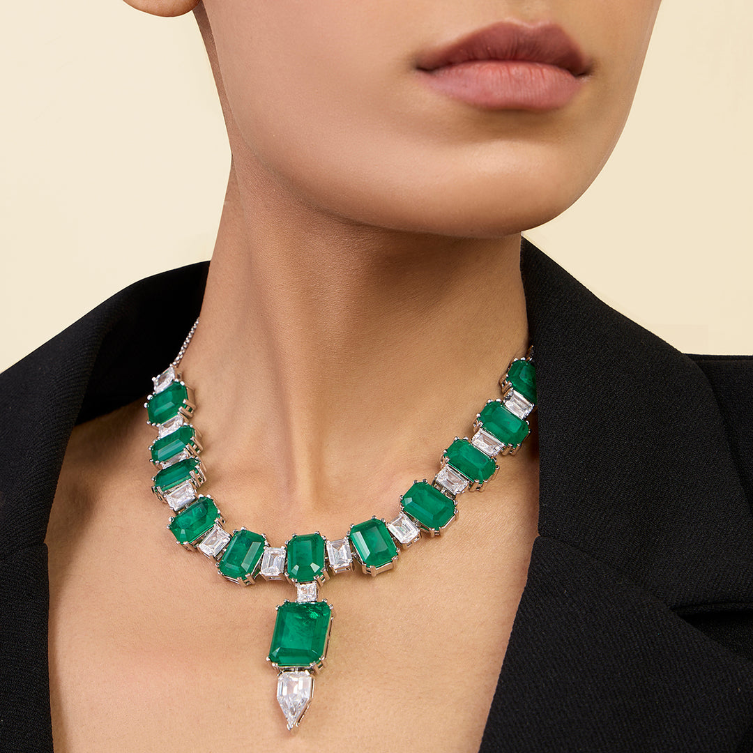 Doublet Dark Emerald Drop Choker