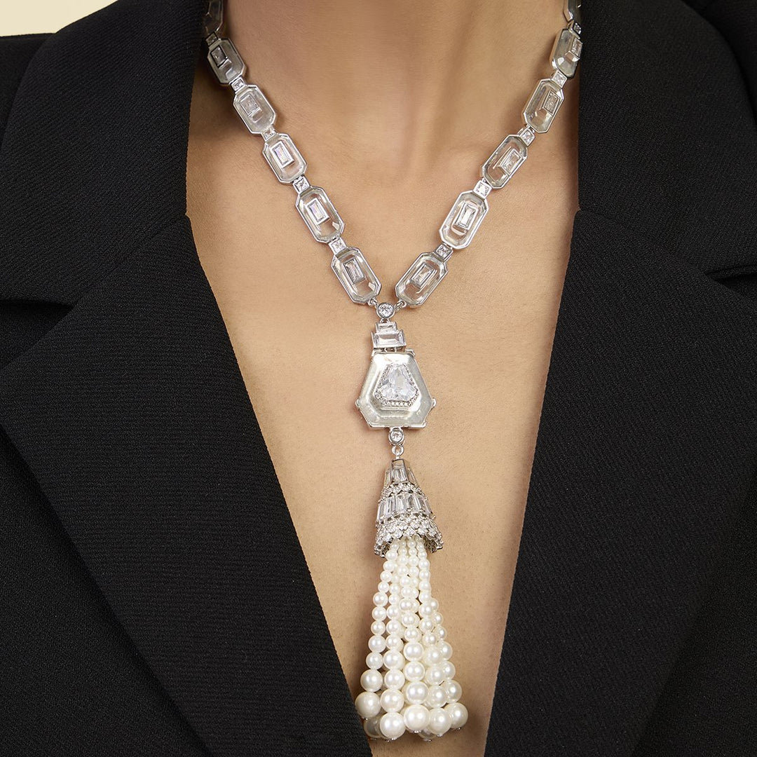 Long Pearl Tassel Necklace