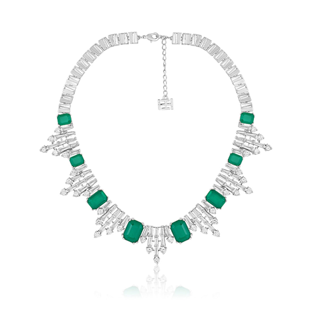 Doublet Dark Emerald Bib Necklace