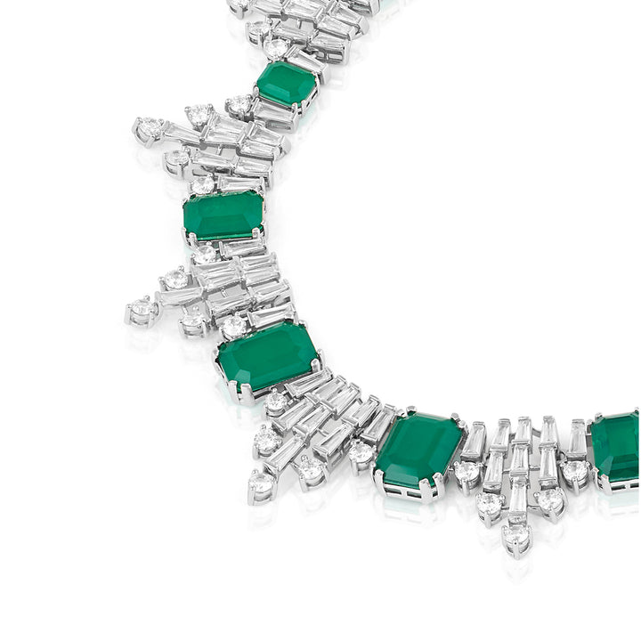 Doublet Dark Emerald Bib Necklace