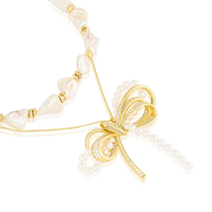 Demure Bow Layered Necklace