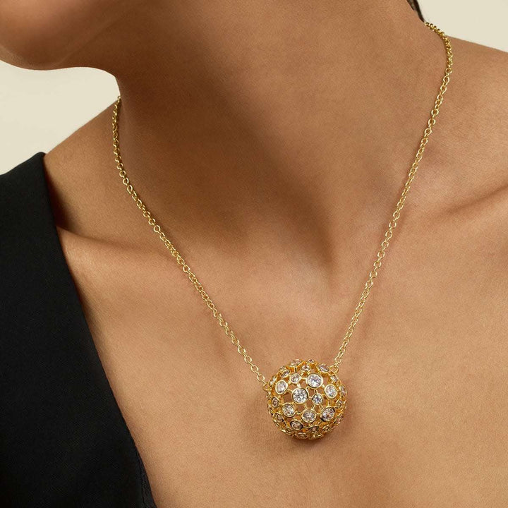 White Crystal Ball Pendant Necklace