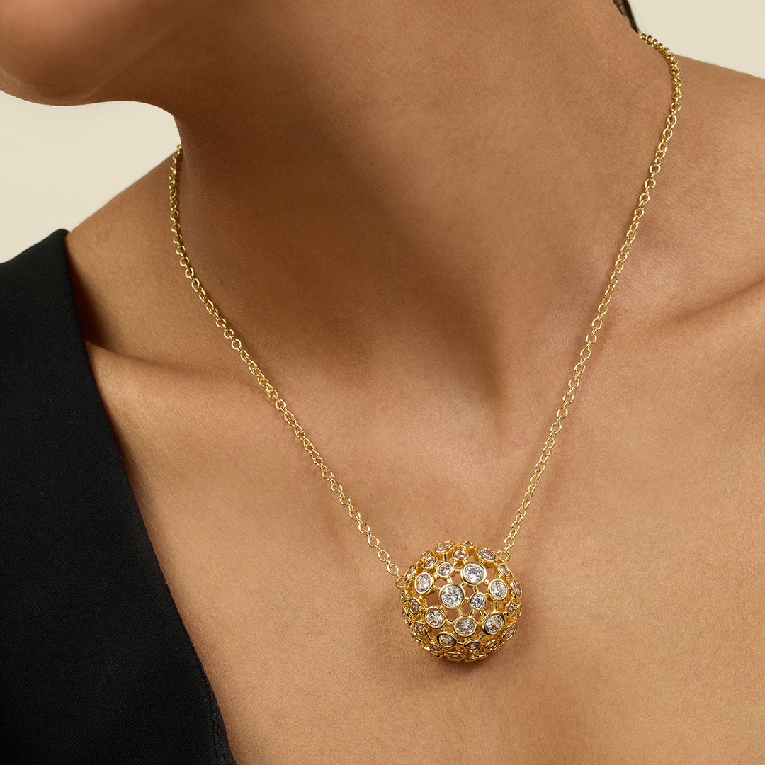 White Crystal Ball Pendant Necklace