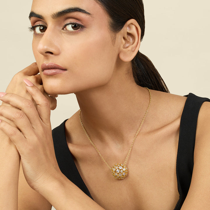 White Crystal Ball Pendant Necklace