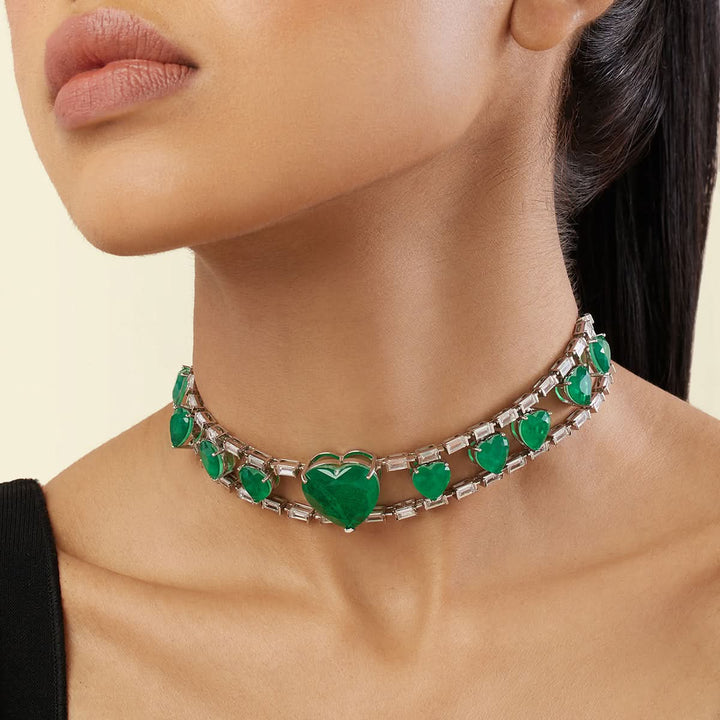 Emerald Heart Choker Necklace