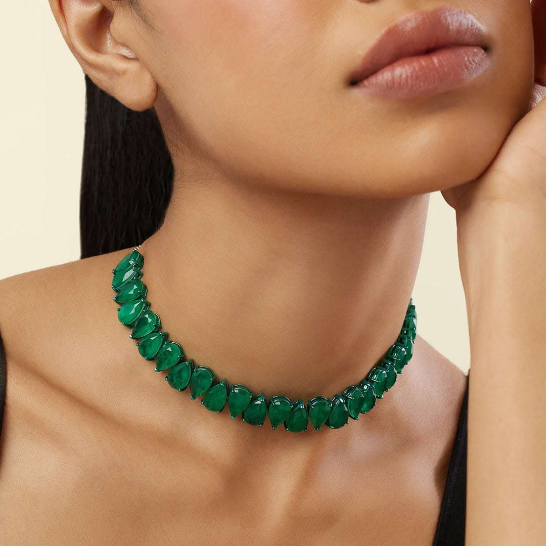 Buy Elysian Emerald Choker Necklace Online - Main Image