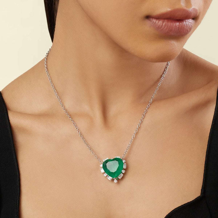 Emerald Heart Pendant Necklace