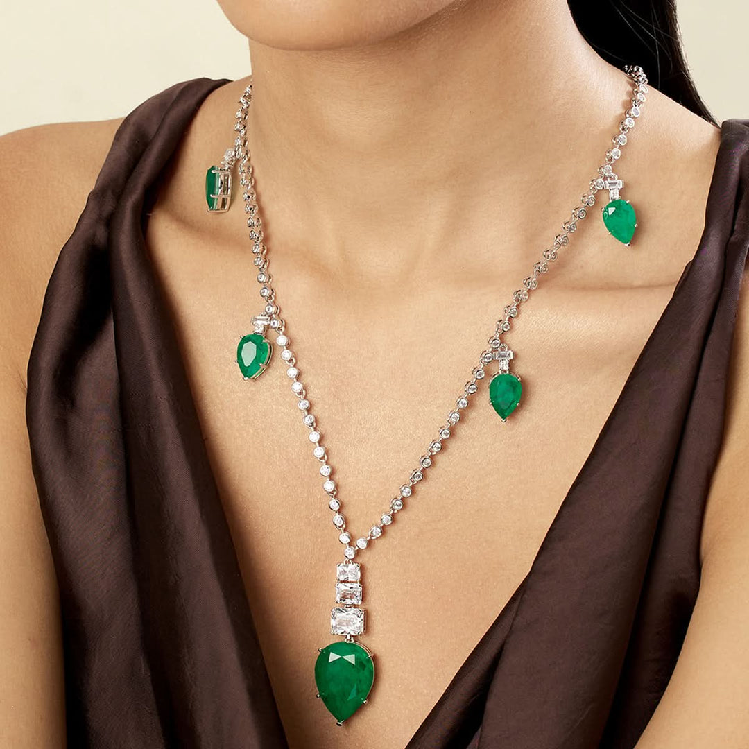 Emerald Radiance Long Necklace