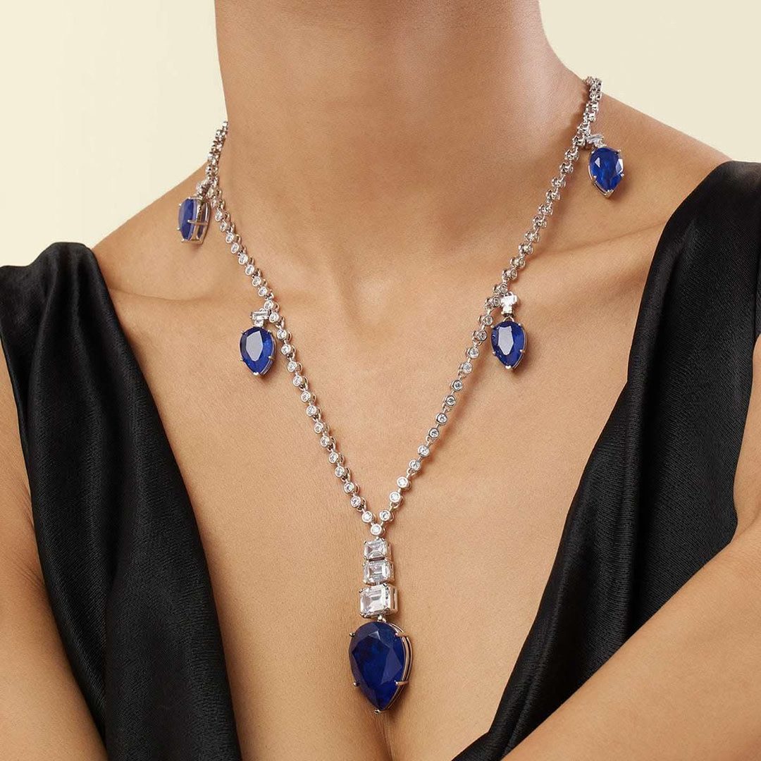 Sapphire Radiance Long Necklace