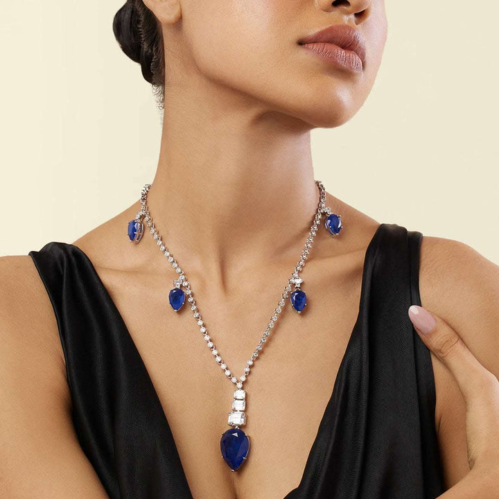 Sapphire Radiance Long Necklace