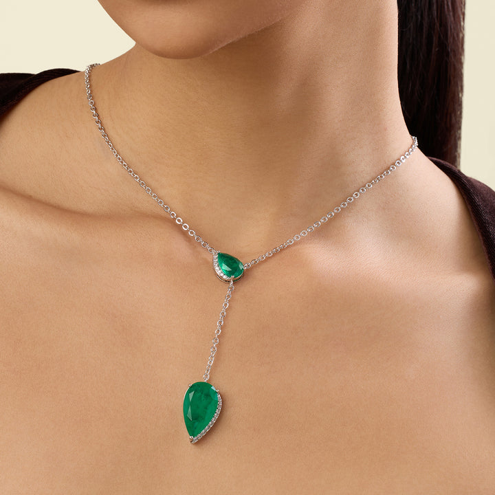 Lillian Emerald Y Necklace