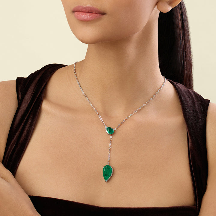 Lillian Emerald Y Necklace