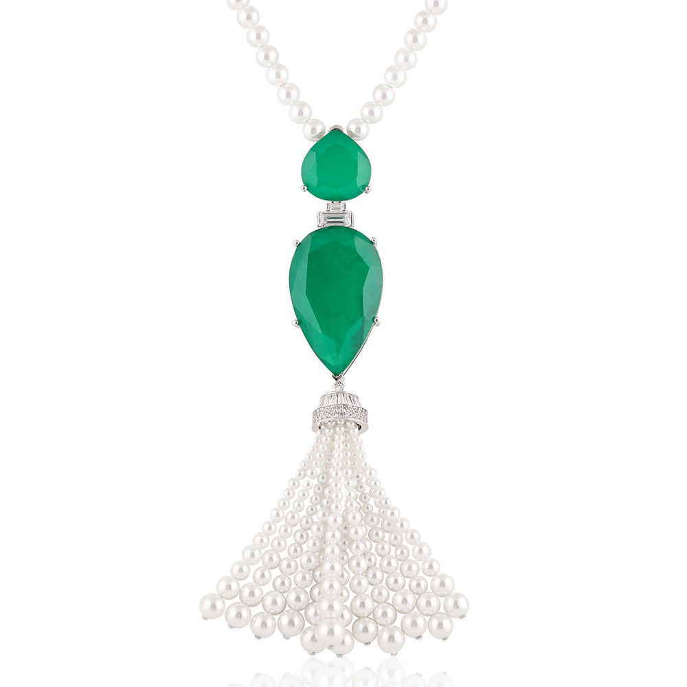 Esme Emerald Tassel Necklace