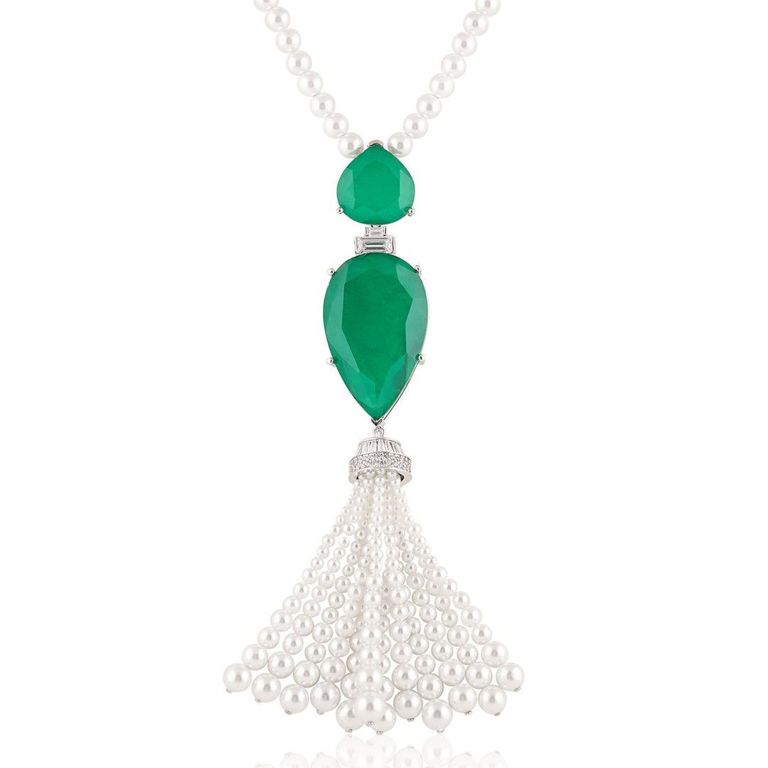 Esme Emerald Tassel Necklace
