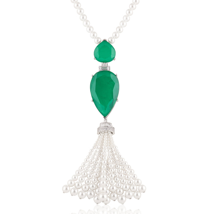 Esme Emerald Tassel Necklace