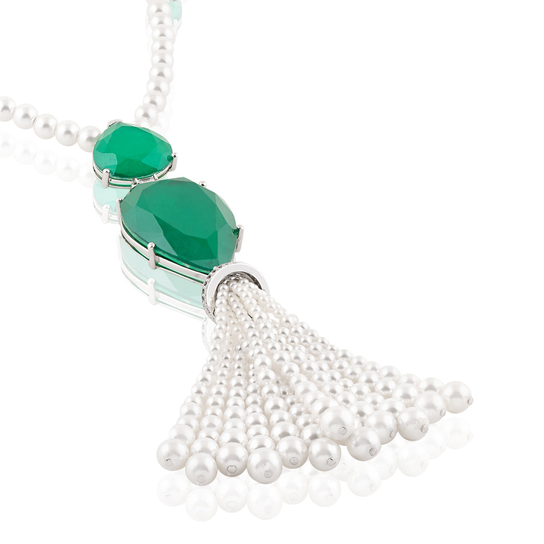 Esme Emerald Tassel Necklace