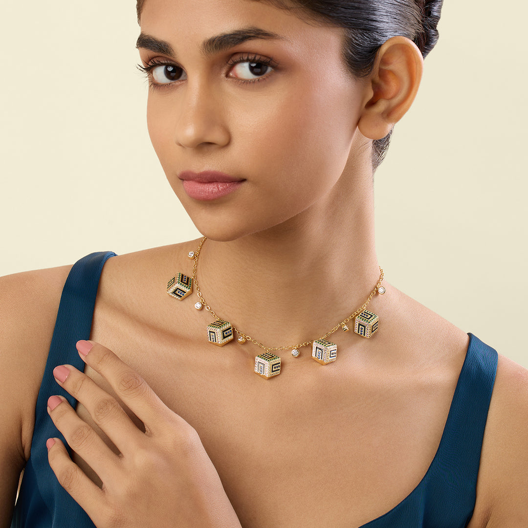 Miscara Charm Necklace In 18Kt Gold Plated