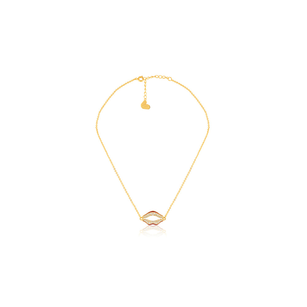 Skylaire Lip Pendant Necklace In 18Kt Gold Plated