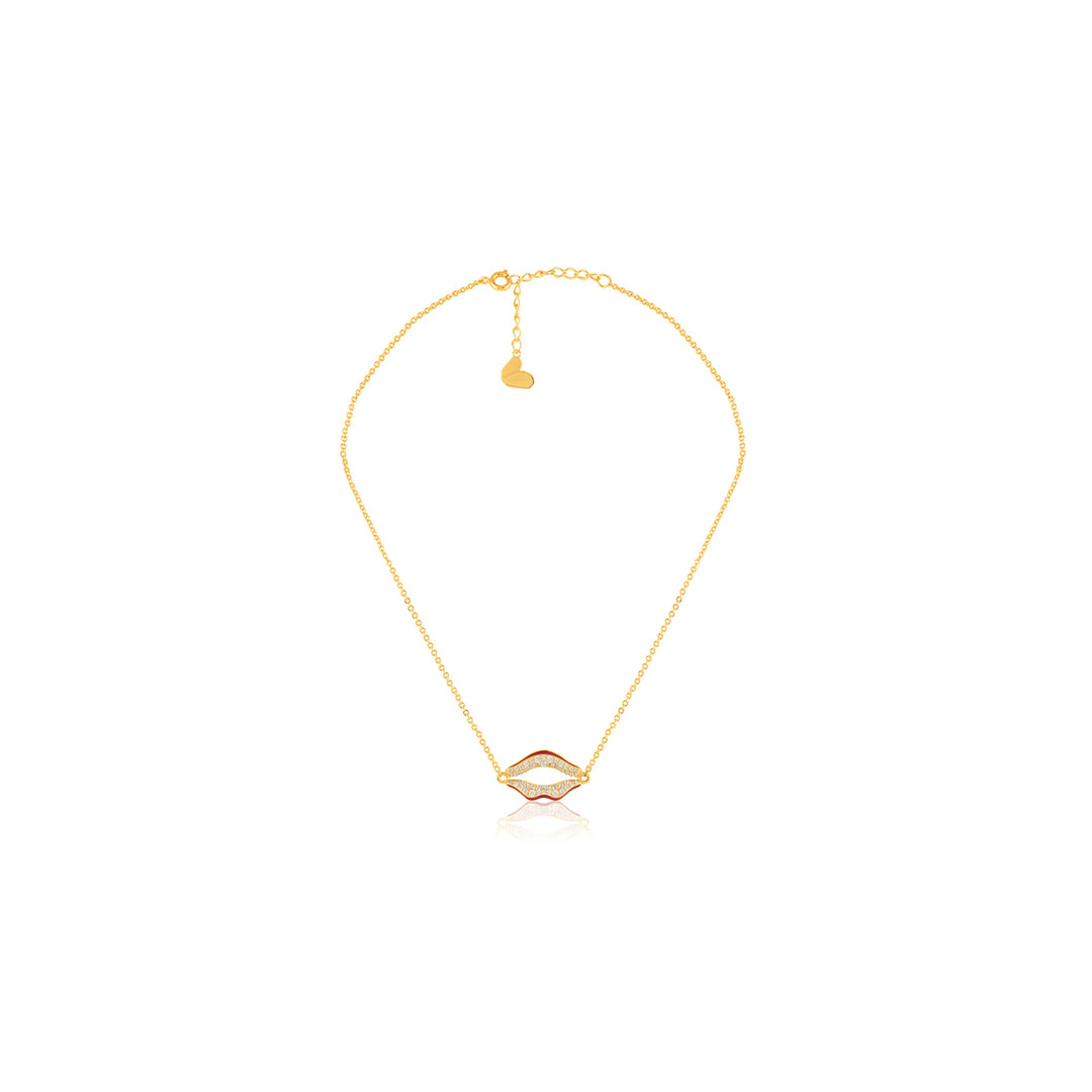 Skylaire Lip Pendant Necklace In 18Kt Gold Plated