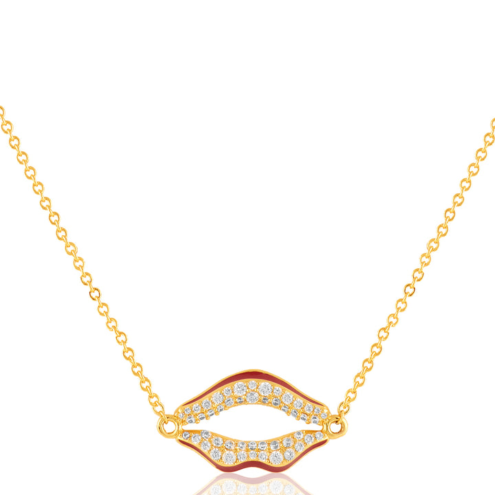 Skylaire Lip Pendant Necklace In 18Kt Gold Plated