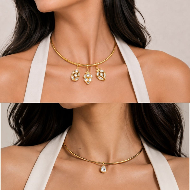 Solitaire Charm Collar Necklace