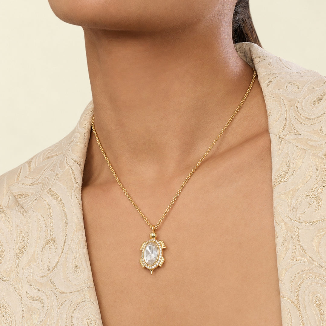 Polki Enchanted Tortoise Treasure Pedant Necklace