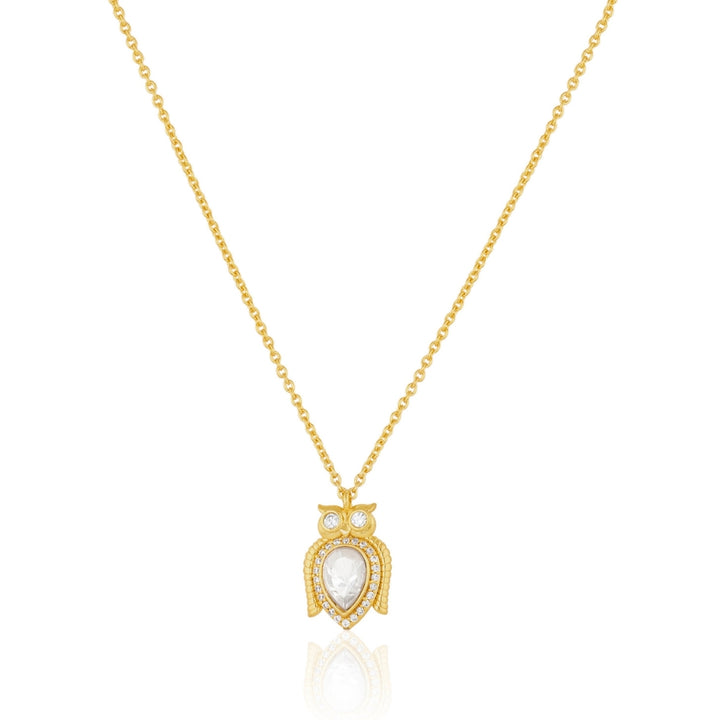 Polki Enchanted Palace Owl Pendant Necklace