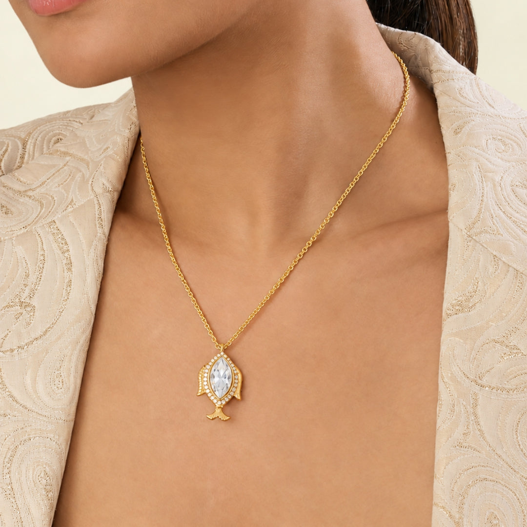 Polki Regal Pisces Pendant Necklace