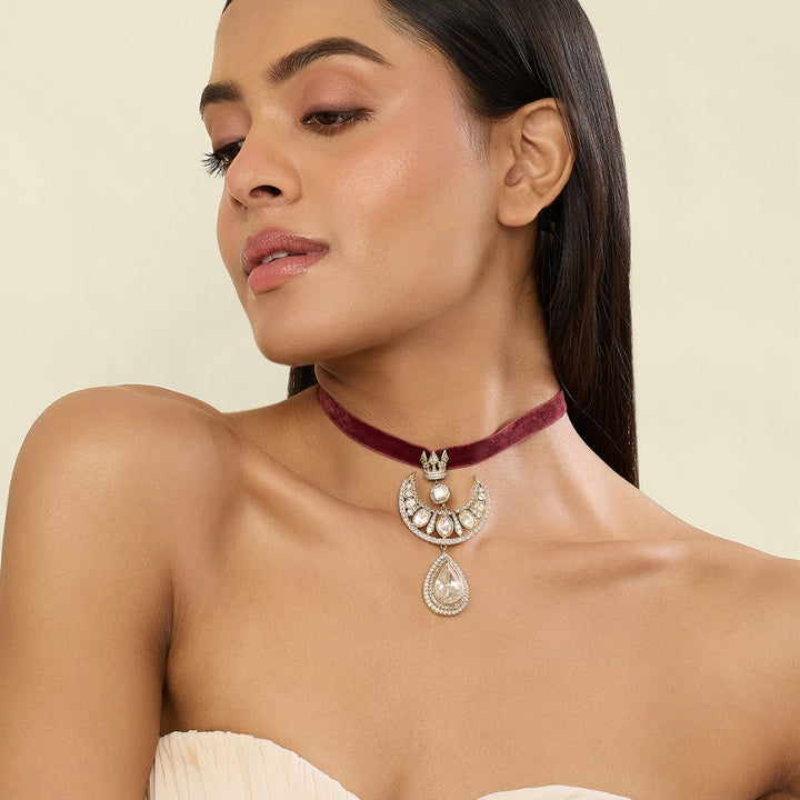 Polki Crown Velvet Reign Necklace