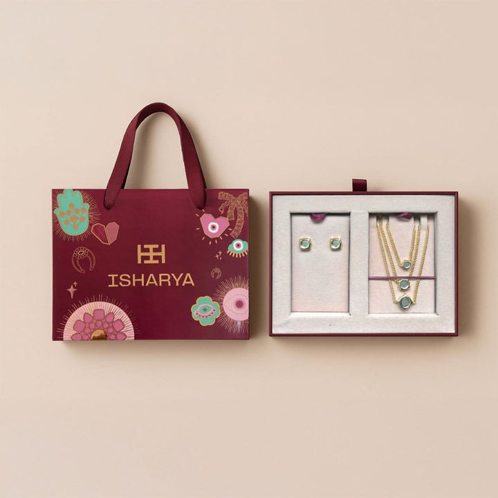 Luxe Solitaire Studs & Layered Necklace Set