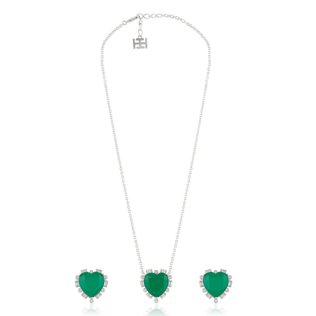 Emerald Hearts Necklace Set