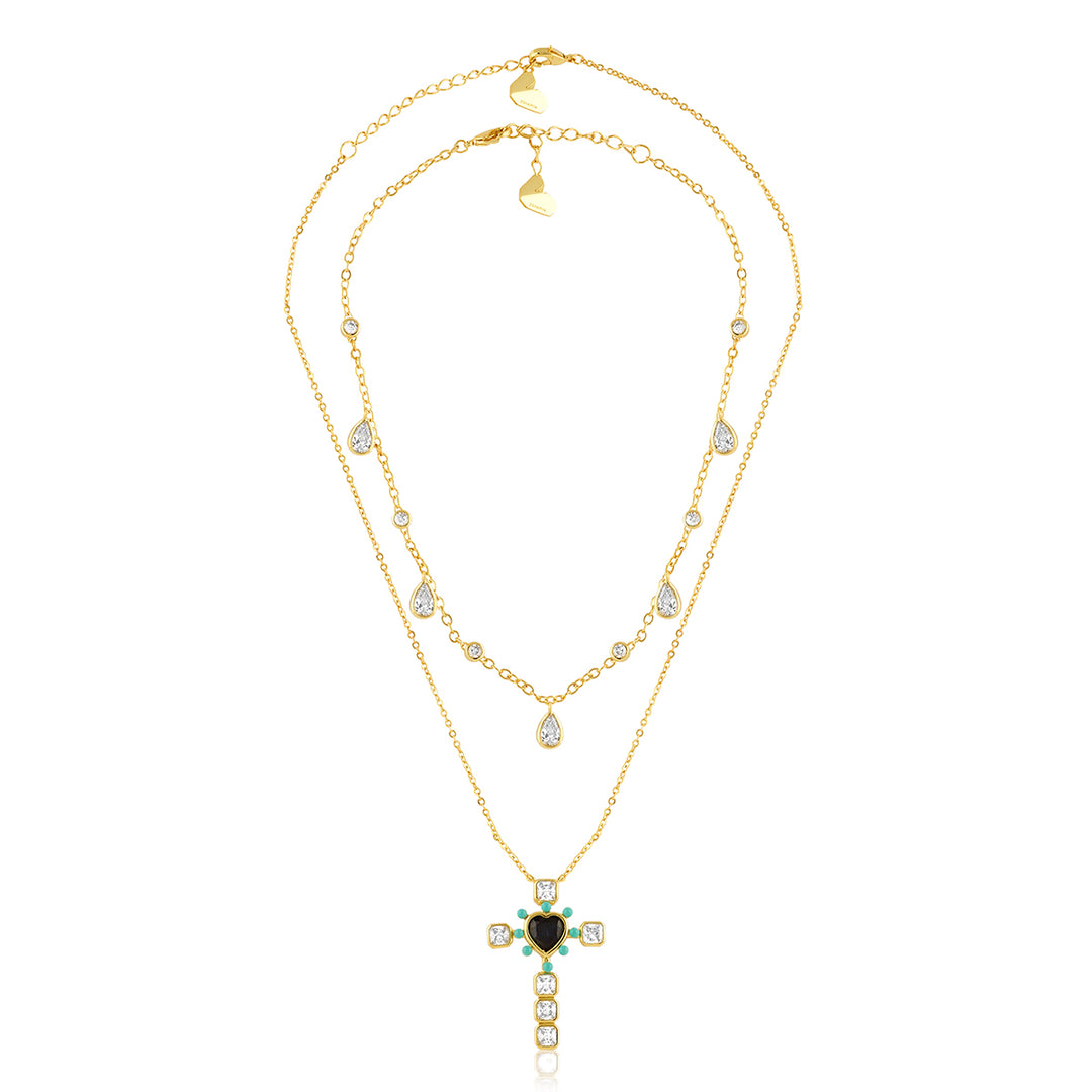 Cross Layers Necklace Set