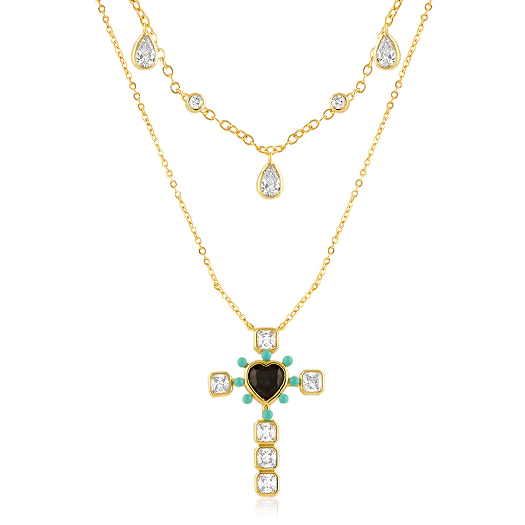 Cross Layers Necklace Set