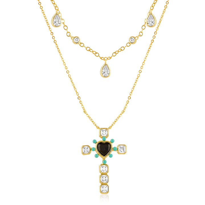 Cross Layers Necklace Set