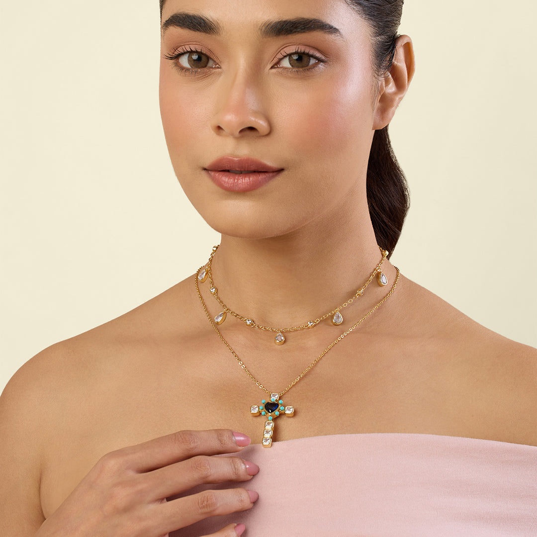 Cross Layers Necklace Set