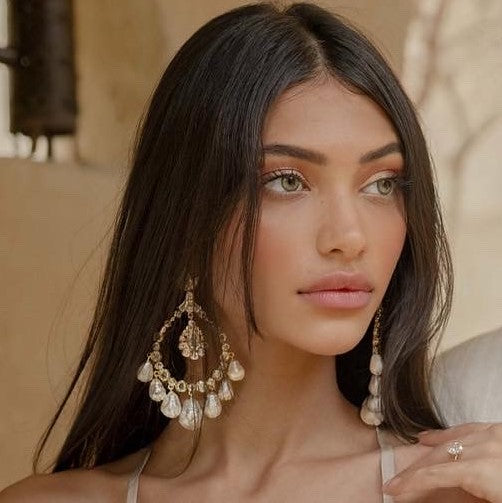 Elongated Crystal Pearl Earrings