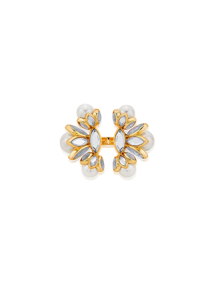 Alanna Pandey Marquise Mirror Statement Open Pearl Ring