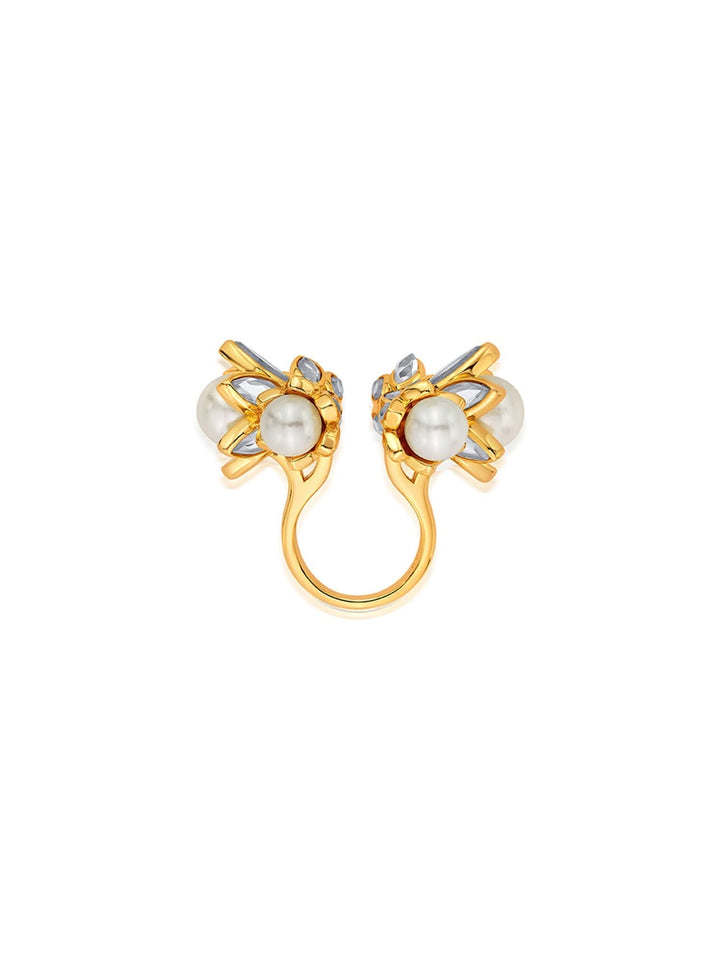 Alanna Pandey Marquise Mirror Statement Open Pearl Ring