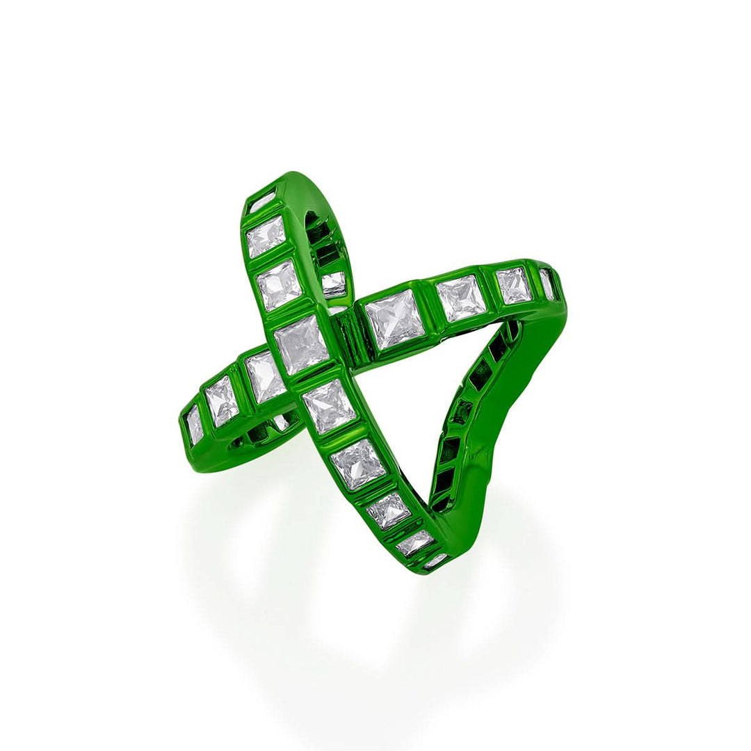 Huma Qureshi Parakeet Green Cross Ring