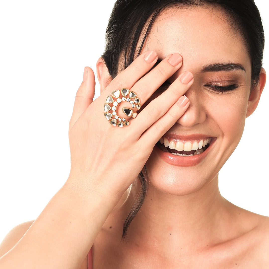 Jugni Mirror Open Statement Ring