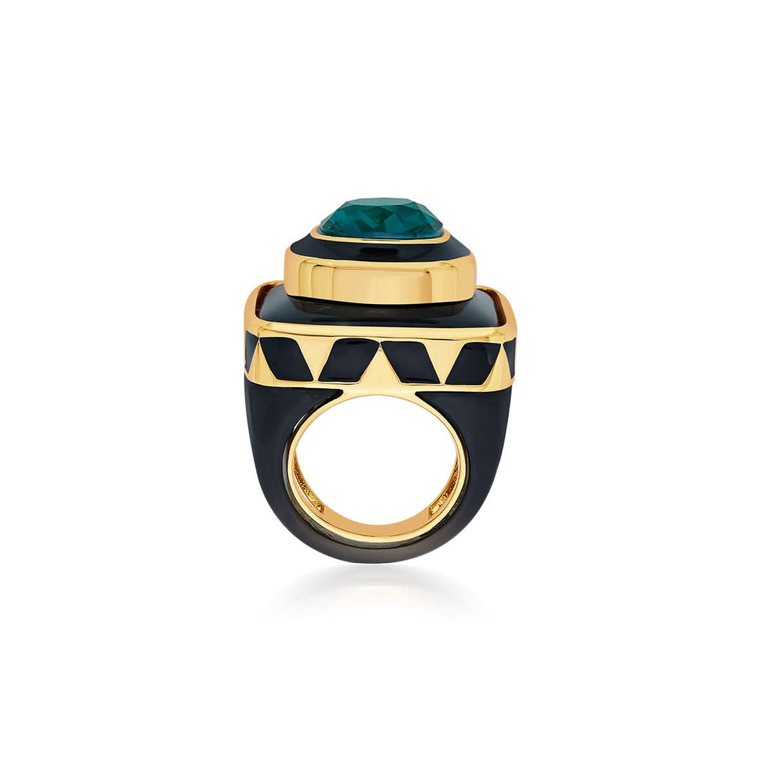 Taj B-dazzle Green Crystal Resin Ring