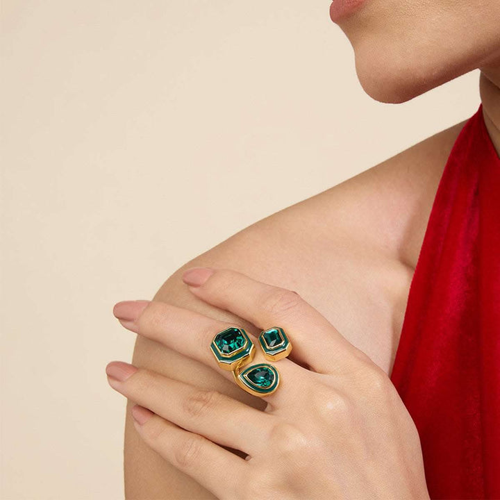 Green Crystal Galaxy Ring